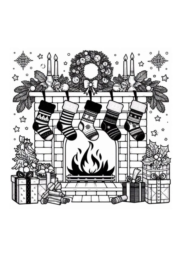 Dekorierter Kamin Weihnachten