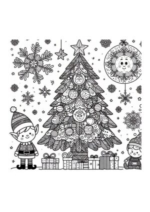 Elfen schmücken Weihnachtsbaum