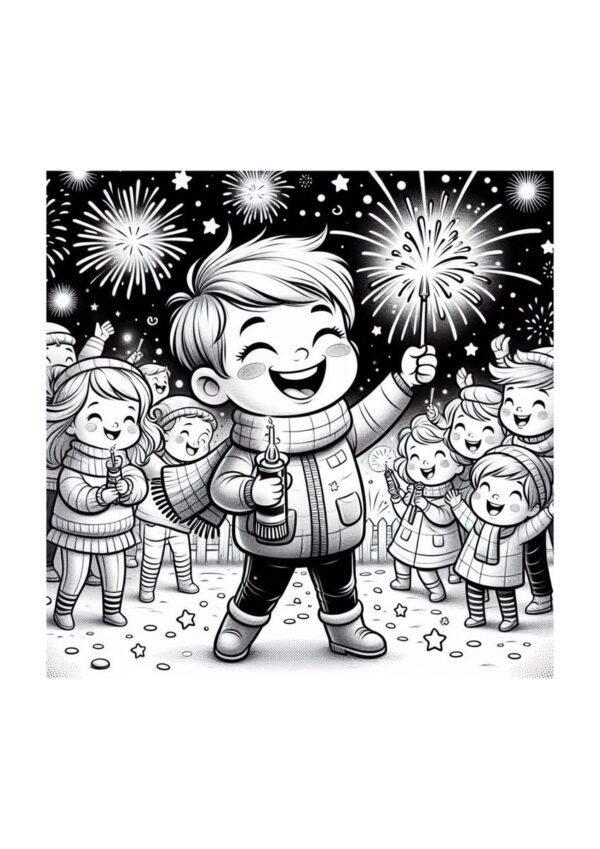 Feuerwerk Neujahr Malvorlage