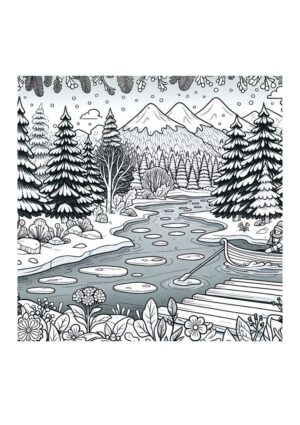 Fluss in Winterlandschaft