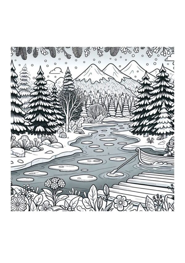 Fluss in Winterlandschaft