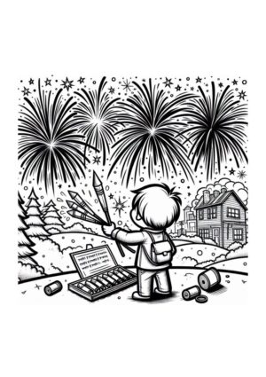 Junge zündet Feuerwerk