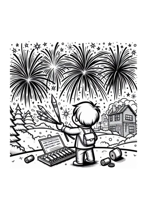 Junge zündet Feuerwerk