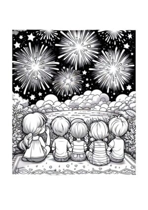 Kinder bestaunen Feuerwerk