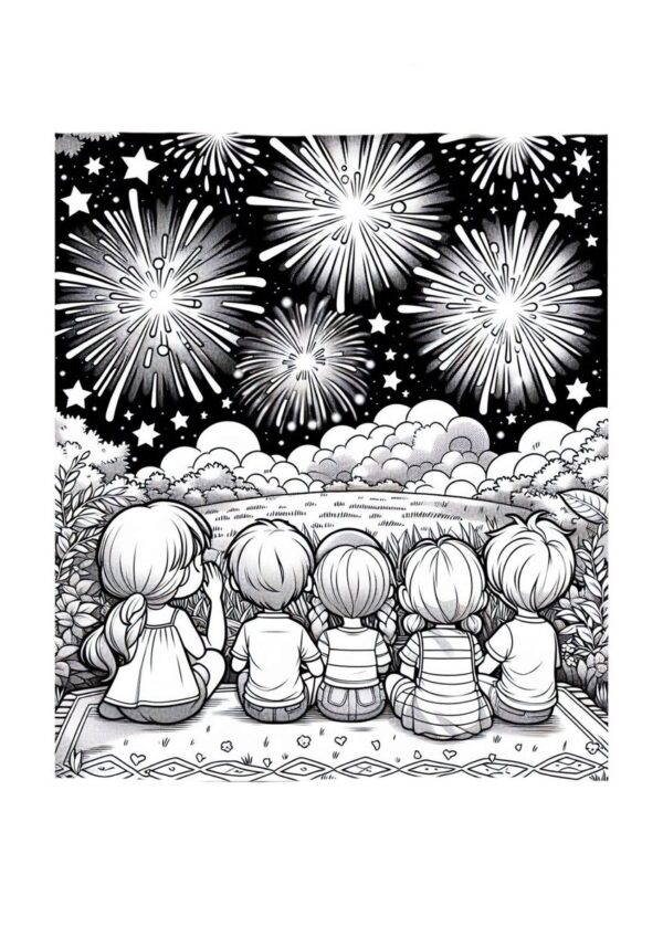 Kinder bestaunen Feuerwerk
