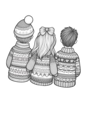 Kinder in Weihnachtspullis