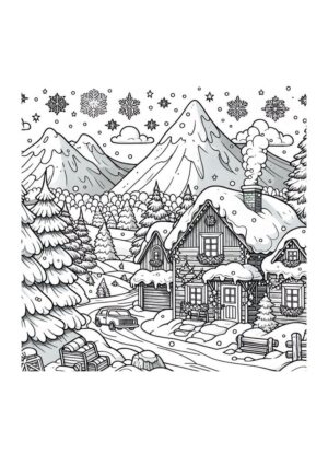 Skihütte Malvorlage