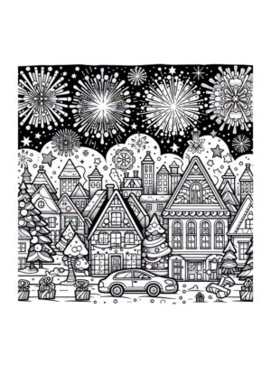 Stadt Feuerwerk Malvorlage