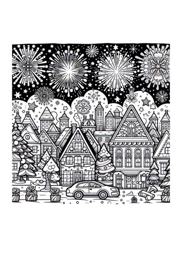 Stadt Feuerwerk Malvorlage