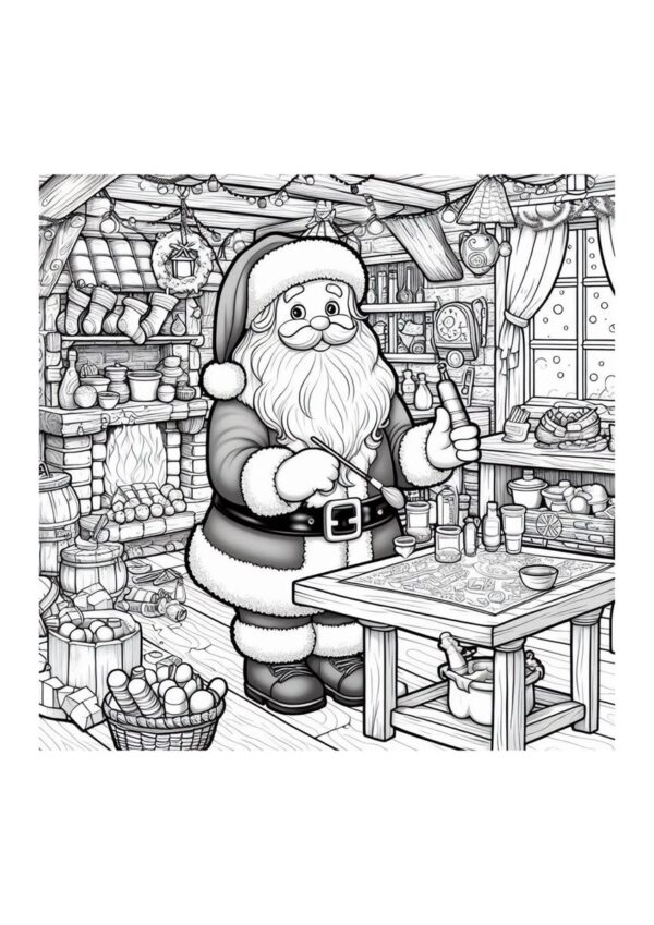 Weihnachtsmann in seiner Geschenkewerkstatt