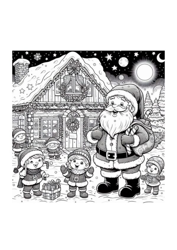 Weihnachtsmann mit Elfen