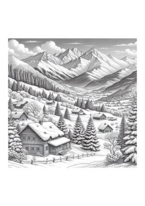 Winterlandschaft Hütten in den Bergen
