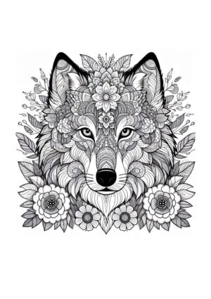 Wolf im Blumenkranz