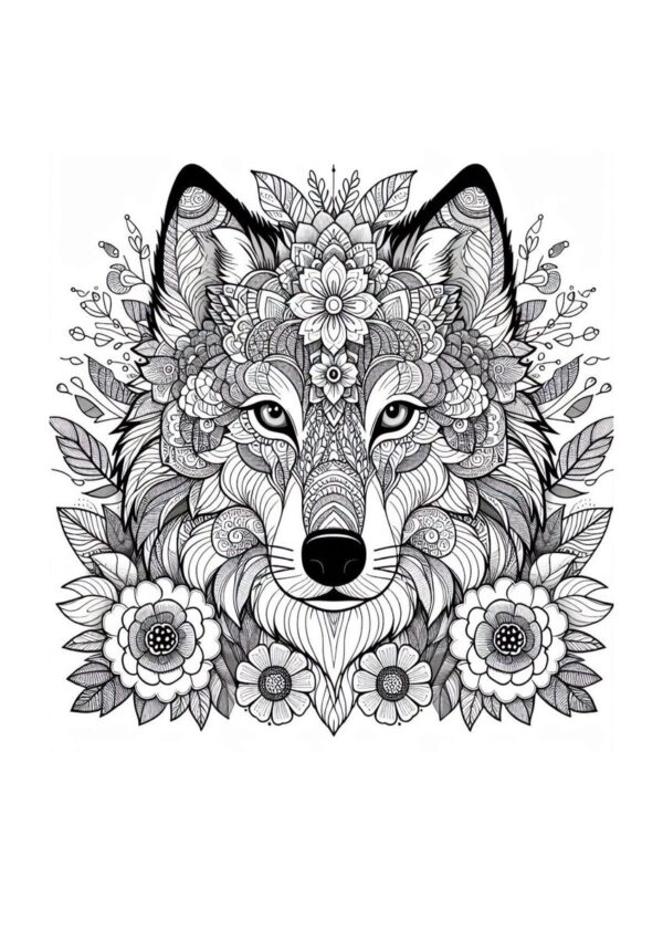 Wolf im Blumenkranz
