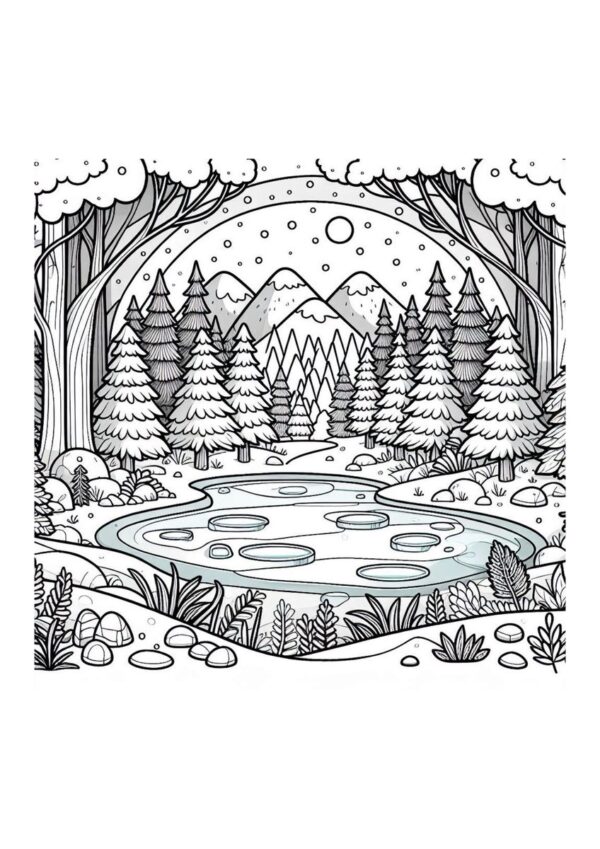 Zugefrorener See im Wald