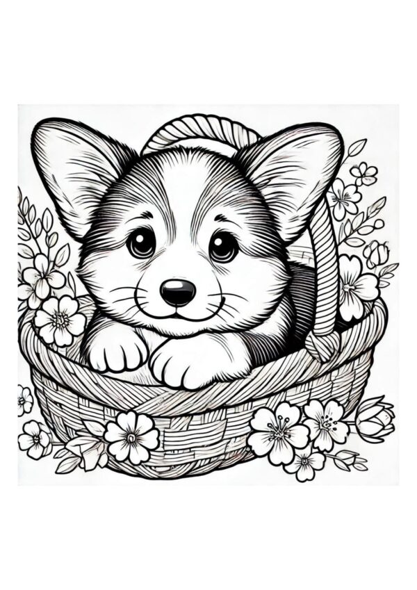 Corgi im Korb