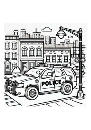 Großer Polizeiwagen in der Stadt