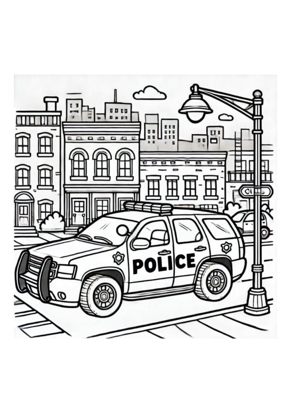 Großer Polizeiwagen in der Stadt