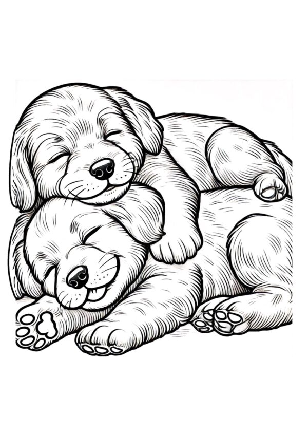 Schlafende Golden Retriever Welpen