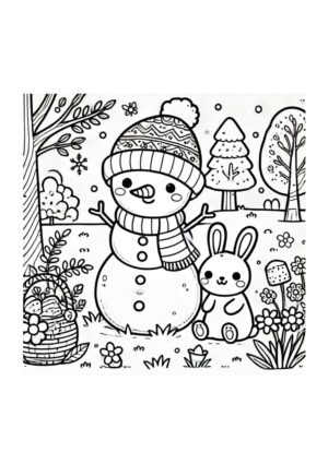 Schneemann mit Kaninchen