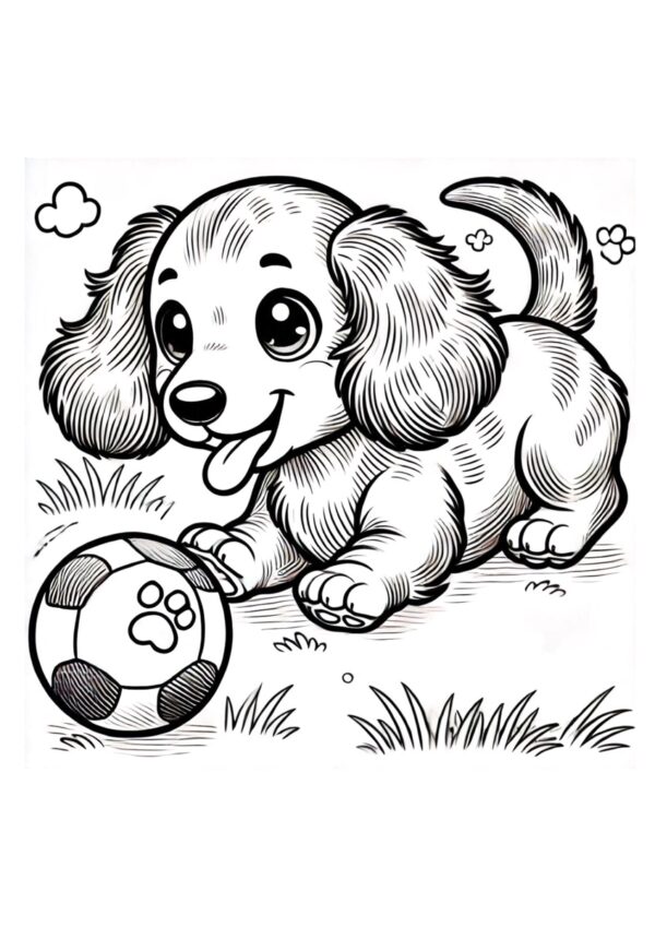 Welpe spielt Fußball