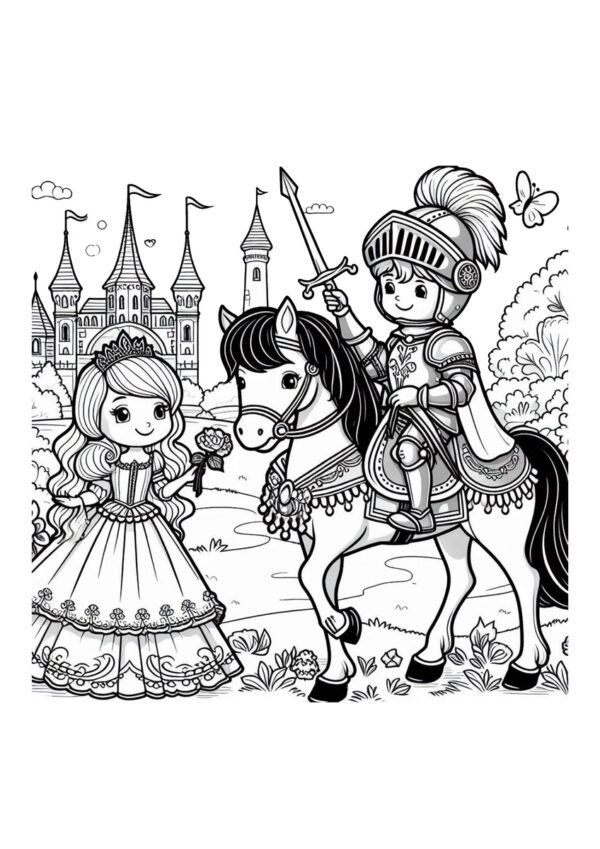 Hübsche Prinzessin und ihr Ritter