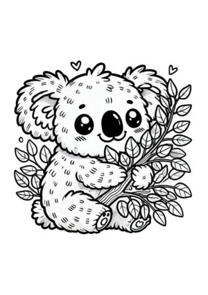Kleiner Koala frisst Eukalyptus
