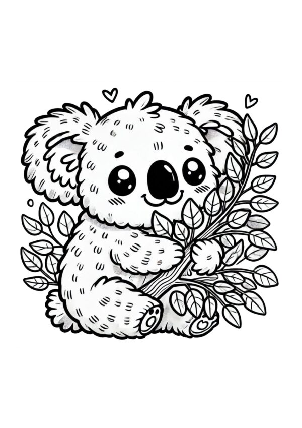 Kleiner Koala frisst Eukalyptus