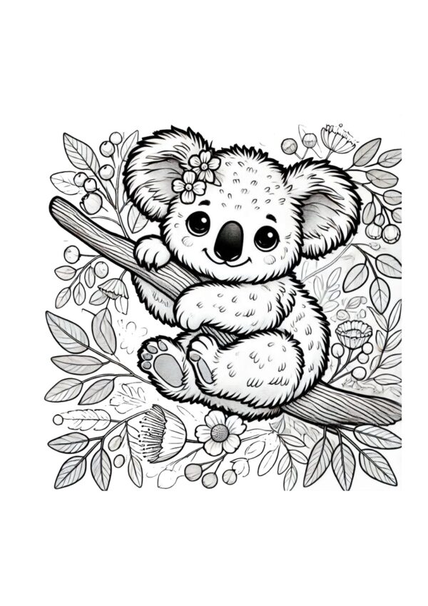 Koala Baby klettert auf Ast