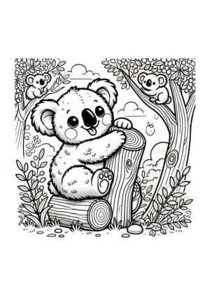 Koala Babys spielen auf Bäumen