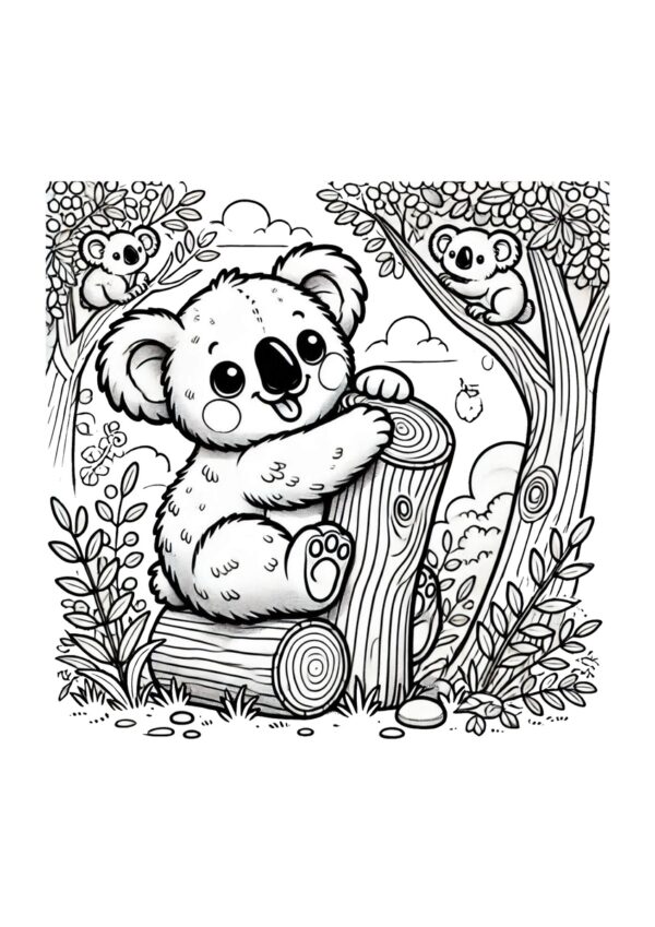 Koala Babys spielen auf Bäumen