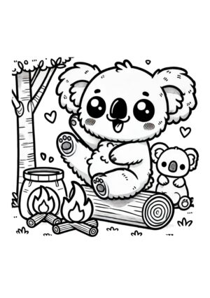 Koala Familie am Lagerfeuer