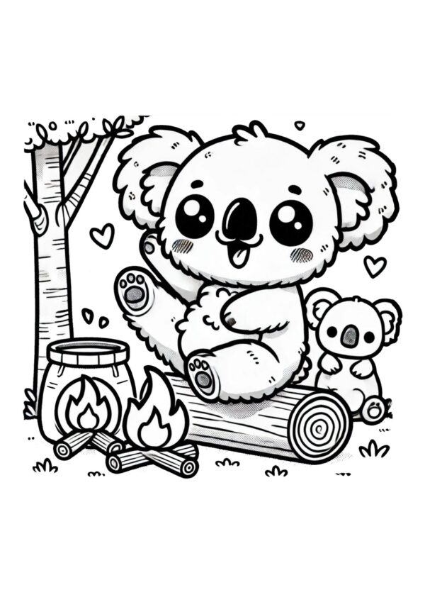 Koala Familie am Lagerfeuer