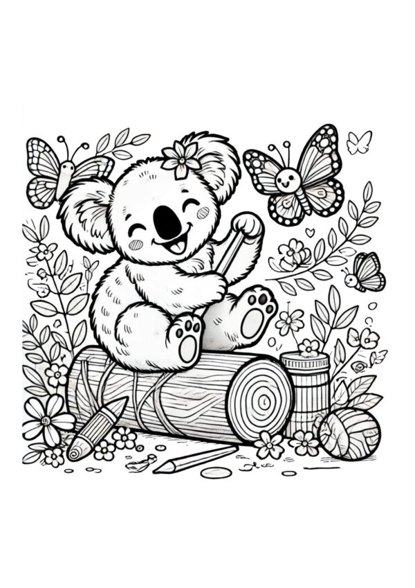 Malvorlage Koala Mädchen