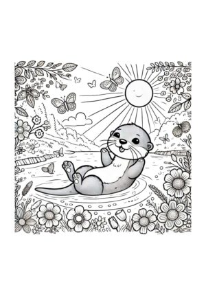 Otter schwimmt auf dem Rücken