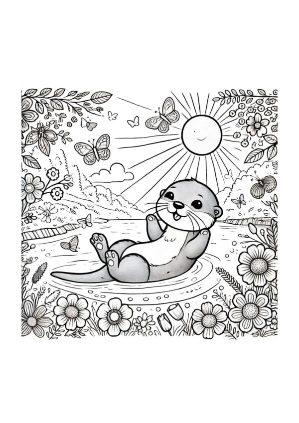 Otter schwimmt auf dem Rücken