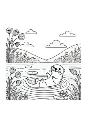 Otter schwimmt im See