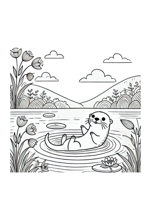 Otter schwimmt im See