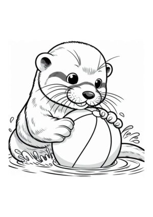 Otter spielt mit einem Ball