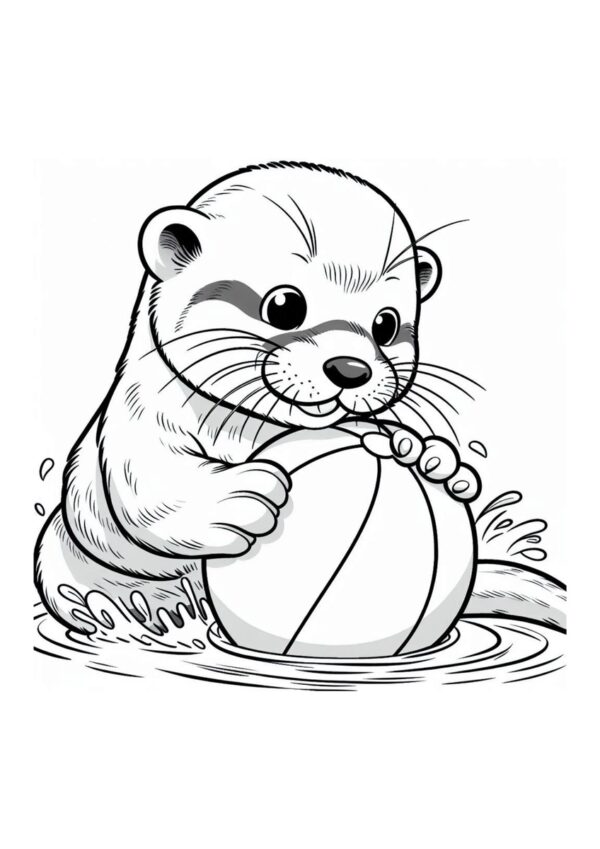 Otter spielt mit einem Ball