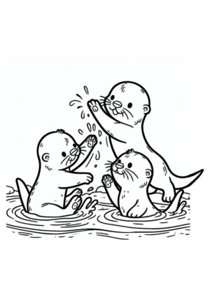 Spielende Otterfamilie