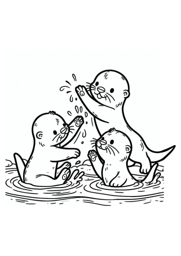 Spielende Otterfamilie