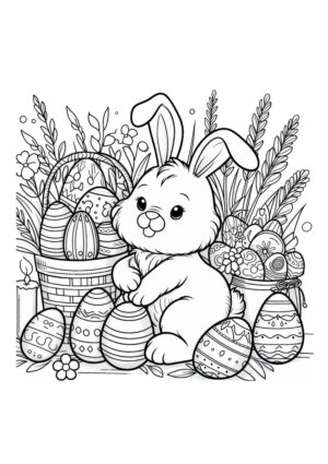 Osterhase mit vielen Ostereiern