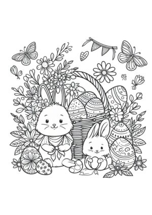 Osterhasen Familie Ausmalbild