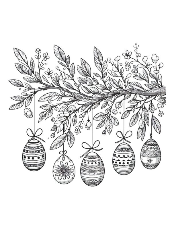 Osterzweig Deko Malvorlage zu Ostern