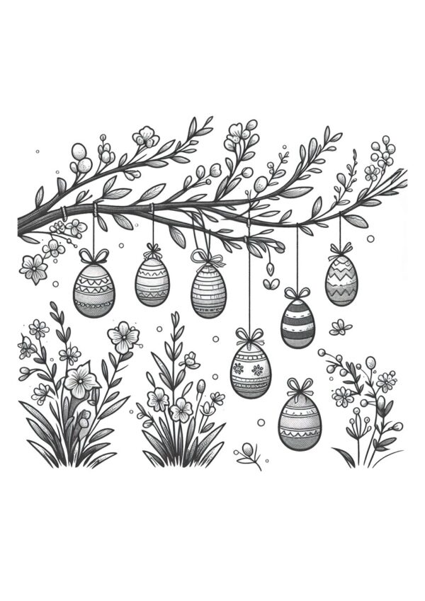 Osterzweig Malvorlage für Ostern