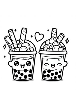Bubble Tea Kawaii Malvorlage