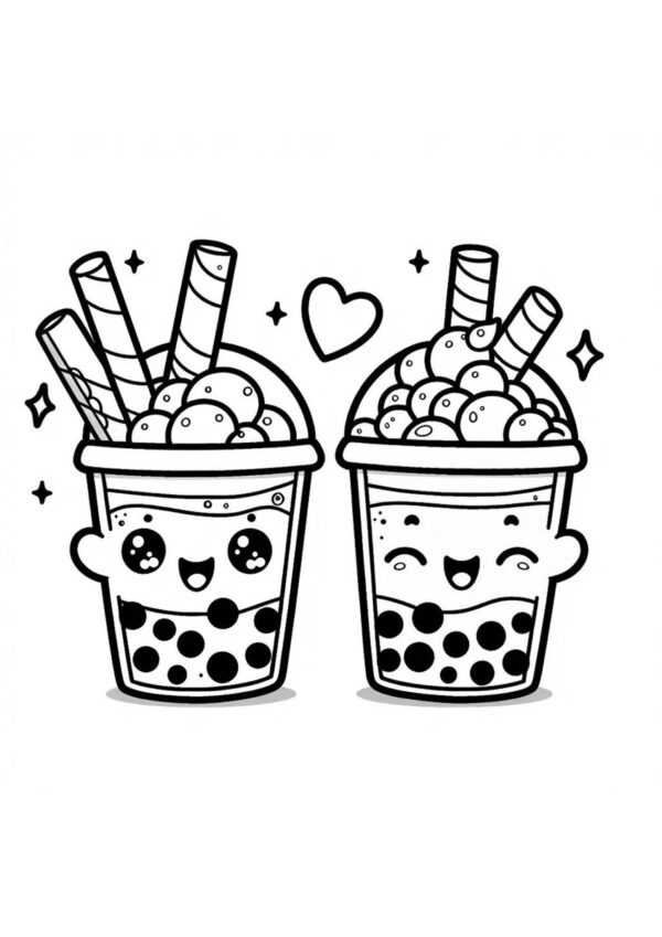 Bubble Tea Kawaii Malvorlage