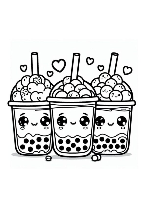 Bubble Tea Sorten Ausmalbild