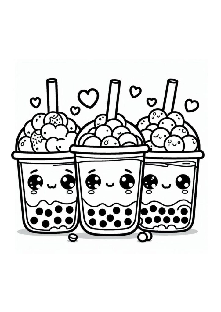 Bubble Tea Sorten Ausmalbild